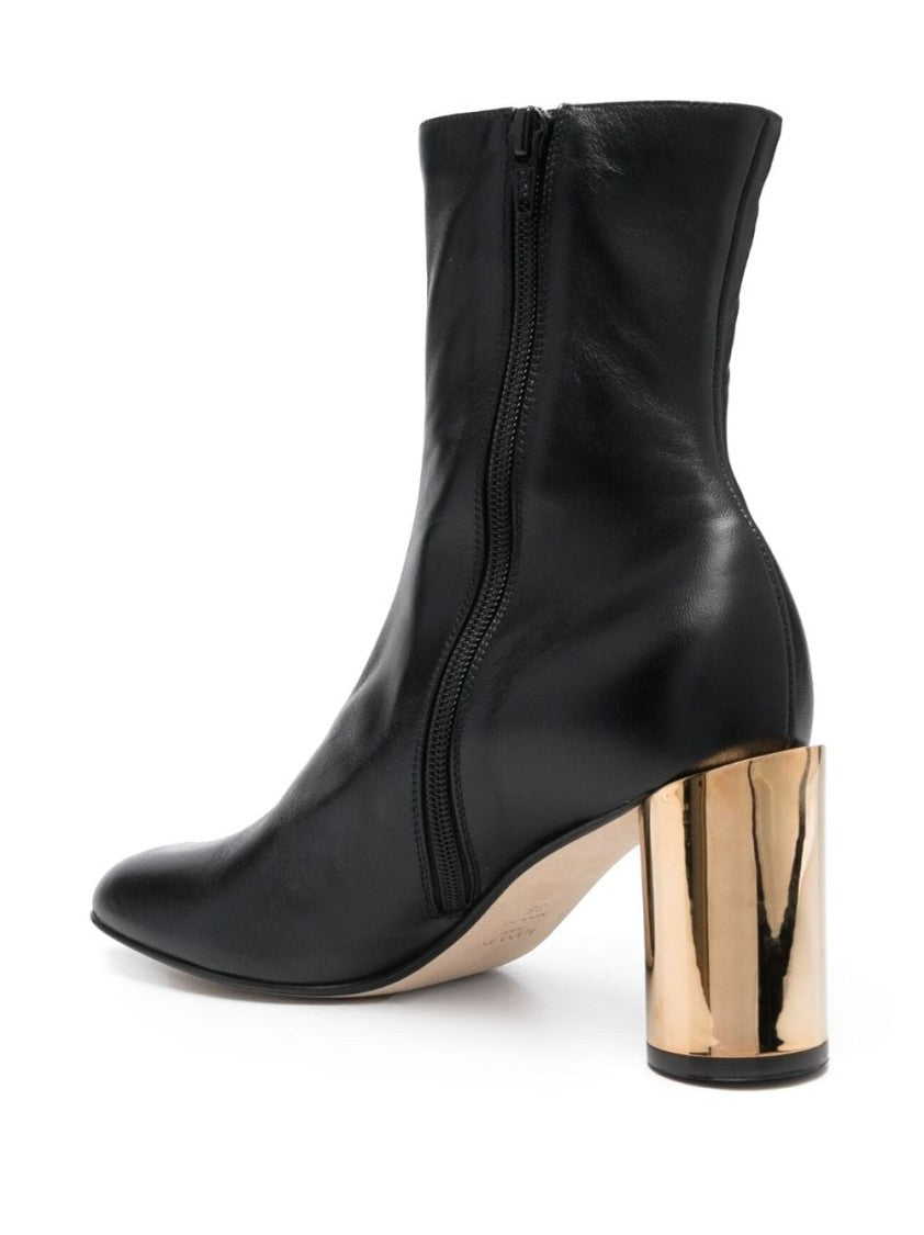 Lanvin 75Mm Black Calf Leather Ankle Boots
