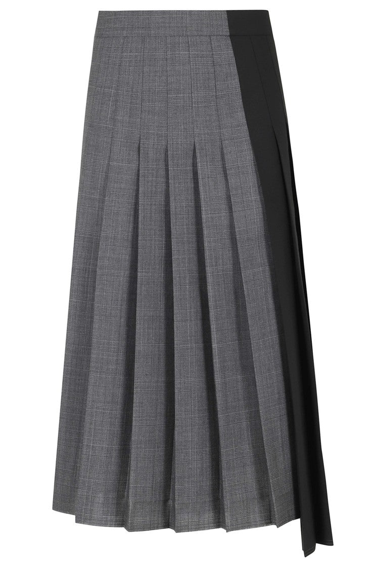 Department 5 Gray Marina Dual Design Checkered Pleated Midi Skirt