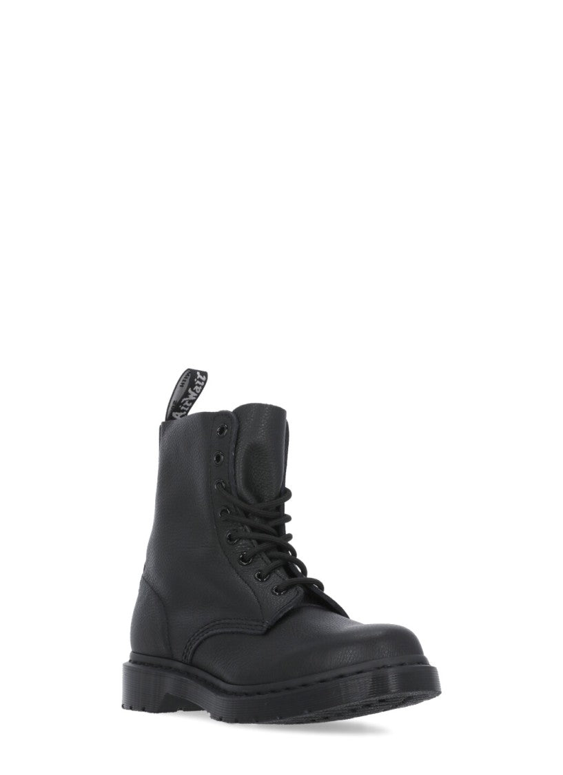 Dr. Martens Pebbled Leather Black Ankle Boots With Lace-Up Closure