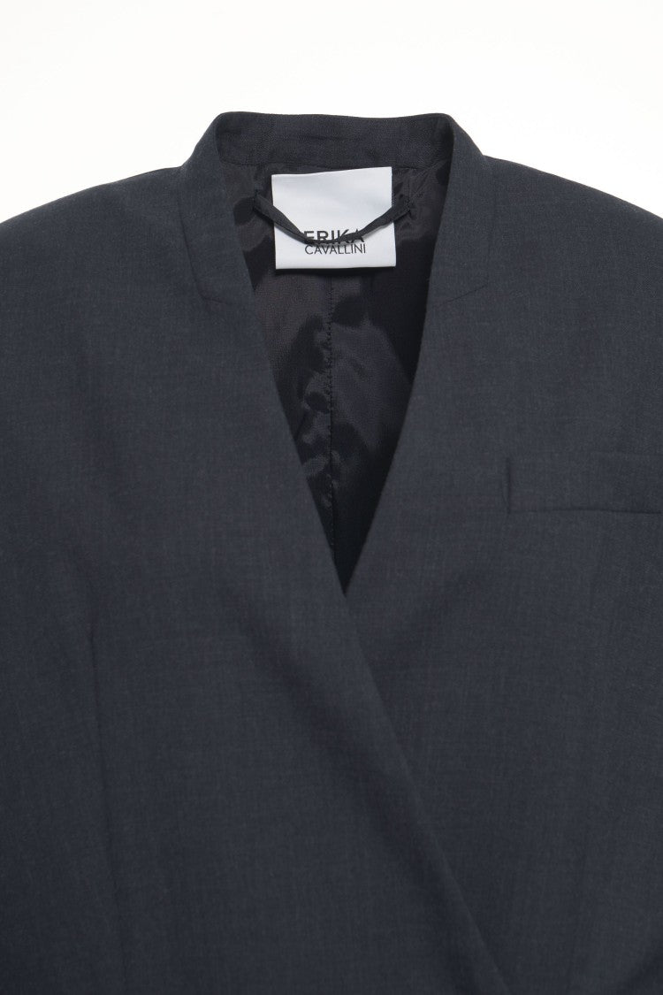 Erika Cavallini Double-Breasted Wide Silhouette Blazer With V-Neck Design