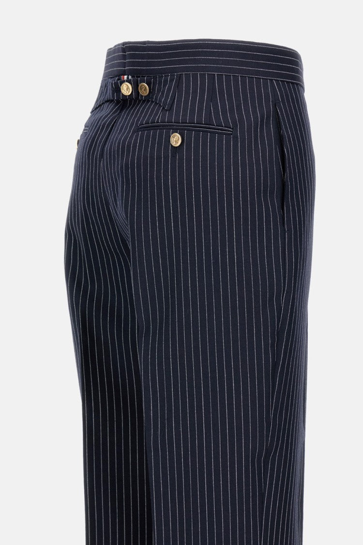 Thom Browne Tailored Pinstripe Trousers With Back Strap