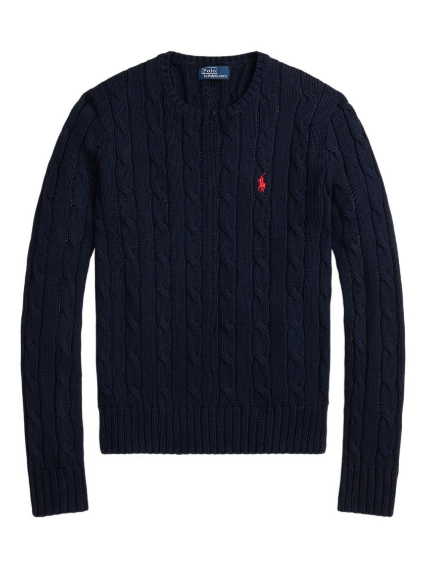 Polo Ralph Lauren Black Cable Knit Fitted Sweater