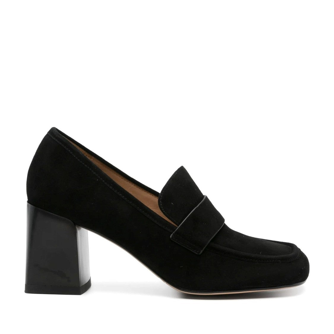 Sergio Moretti Black Mid-Height Block Heel Suede Classic Pumps