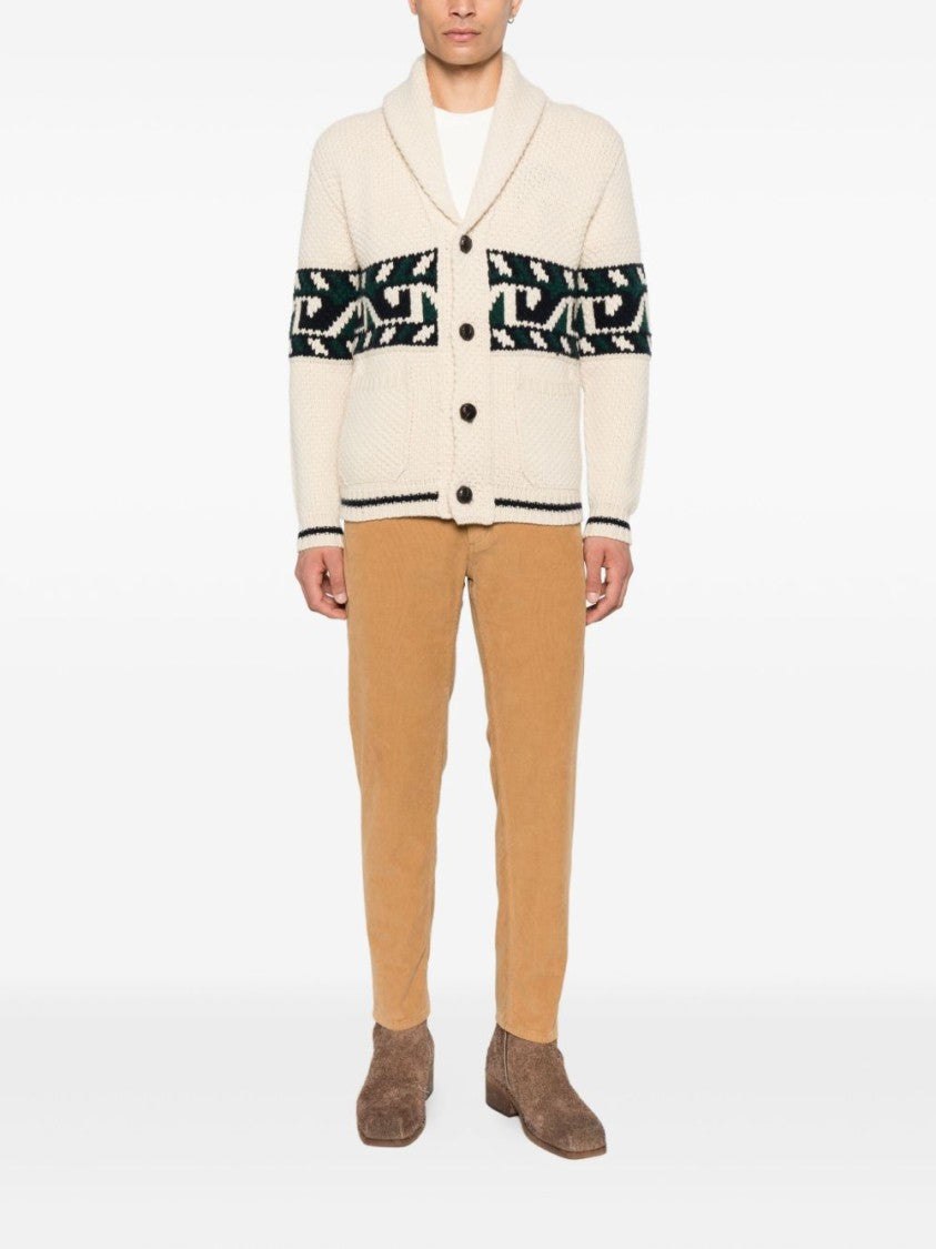 Rakki' Geometric Pattern Knit Jacket With Shawl Collar