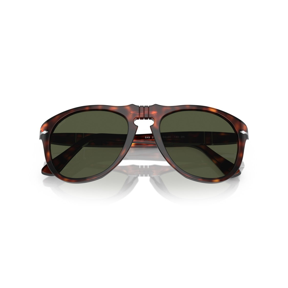 Persol 0Po0649 Tortoiseshell Acetate Aviator Sunglasses With Dark Green Lenses