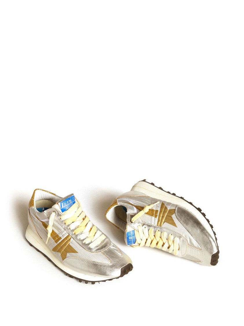 Golden Goose Metallic Silver Sneakers With Golden Star Detail