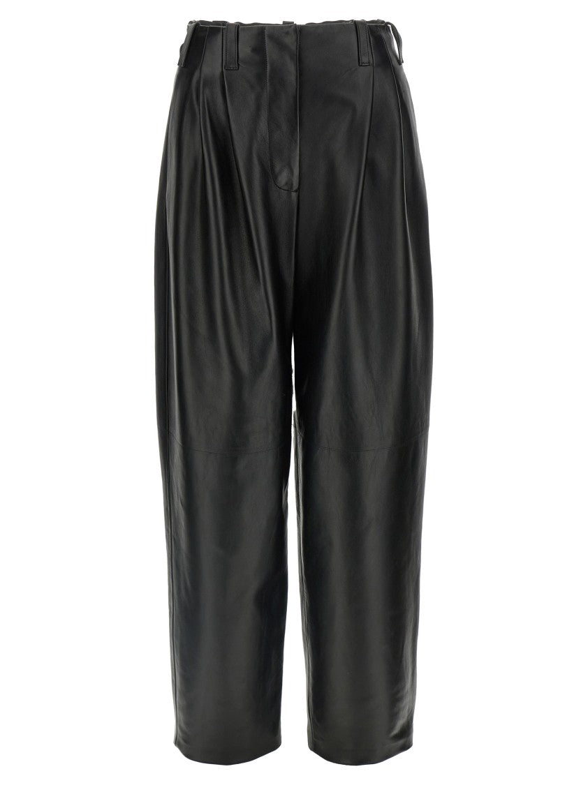 Givenchy High-Waisted Lambskin Pants With Double Front Pleats
