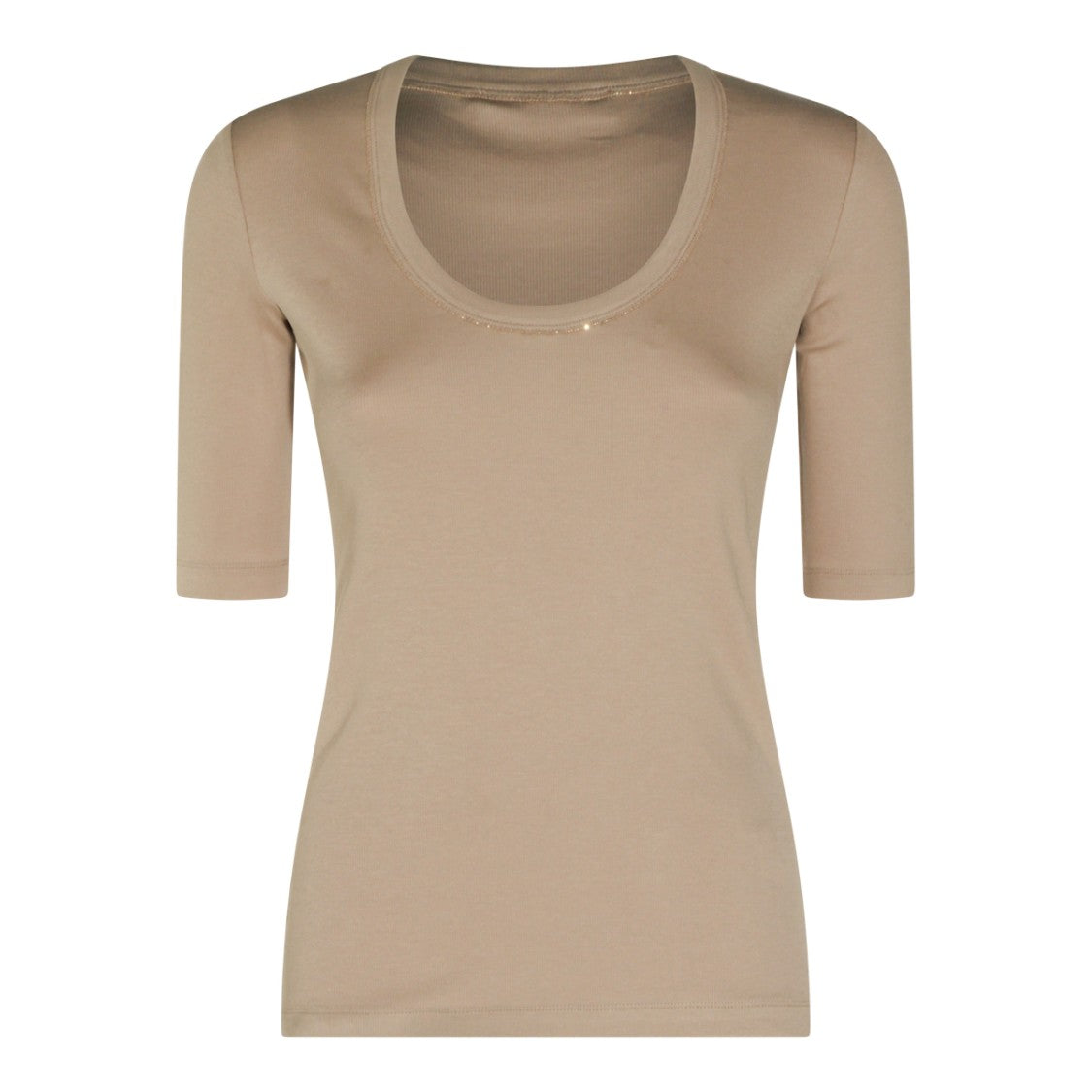 Fabiana Filippi Beige Cotton Round Collar T-Shirt