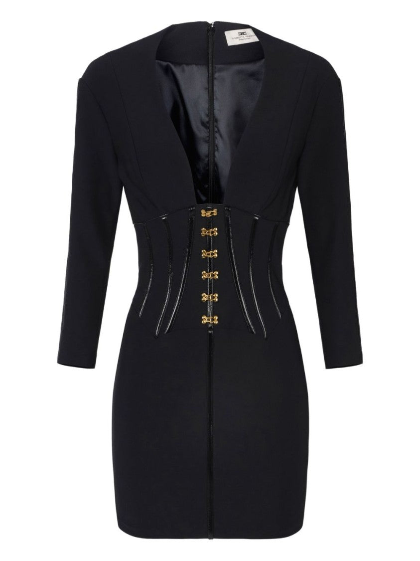 Elisabetta Franchi Form-Fitting Mini Dress With Deep V Neckline