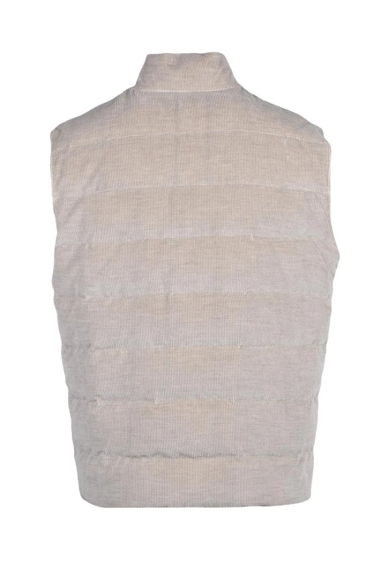 Eleventy Velvet Puffer Vest - Beige