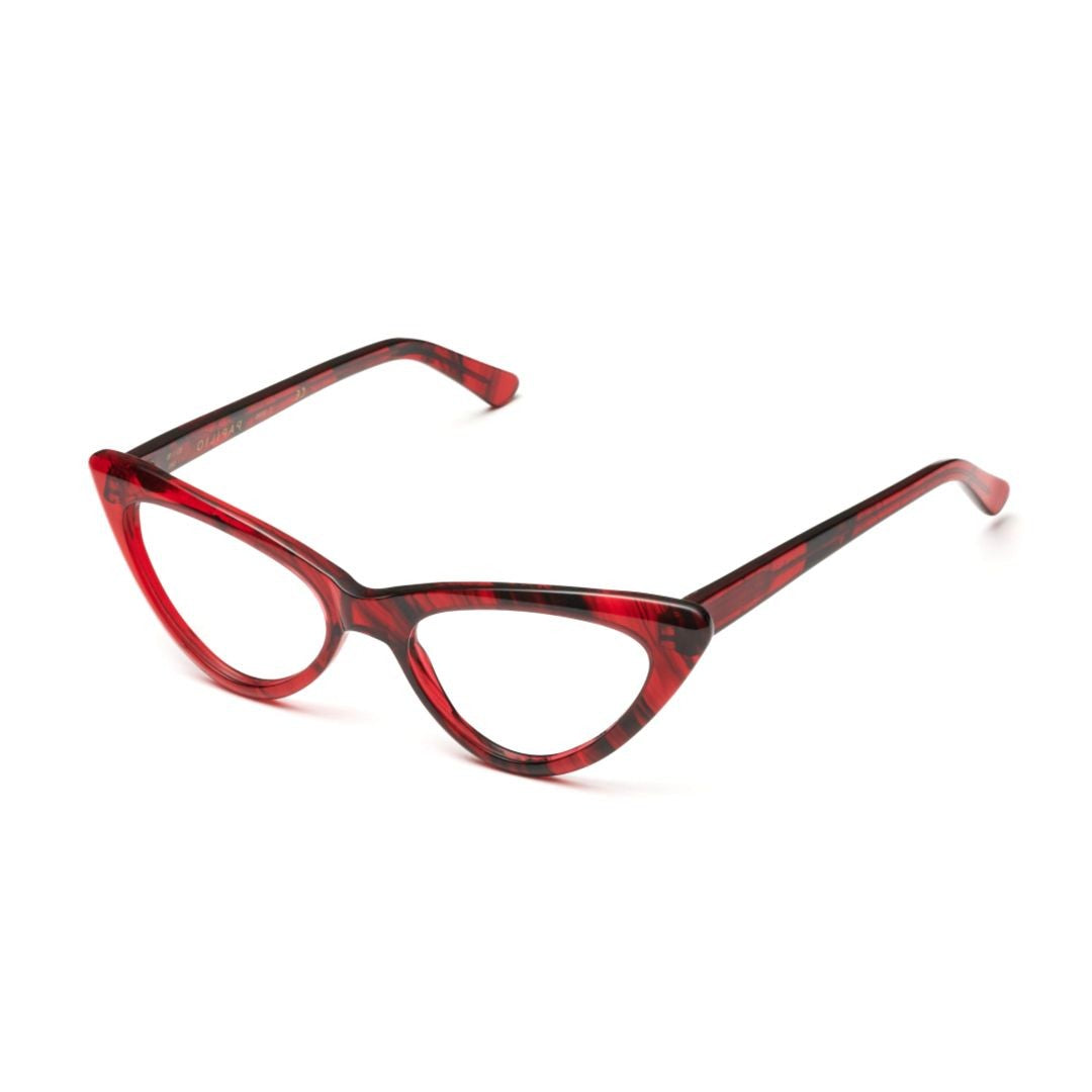 Kador Papilio Bold Cat-Eye Sunglasses With Red/Black Pattern