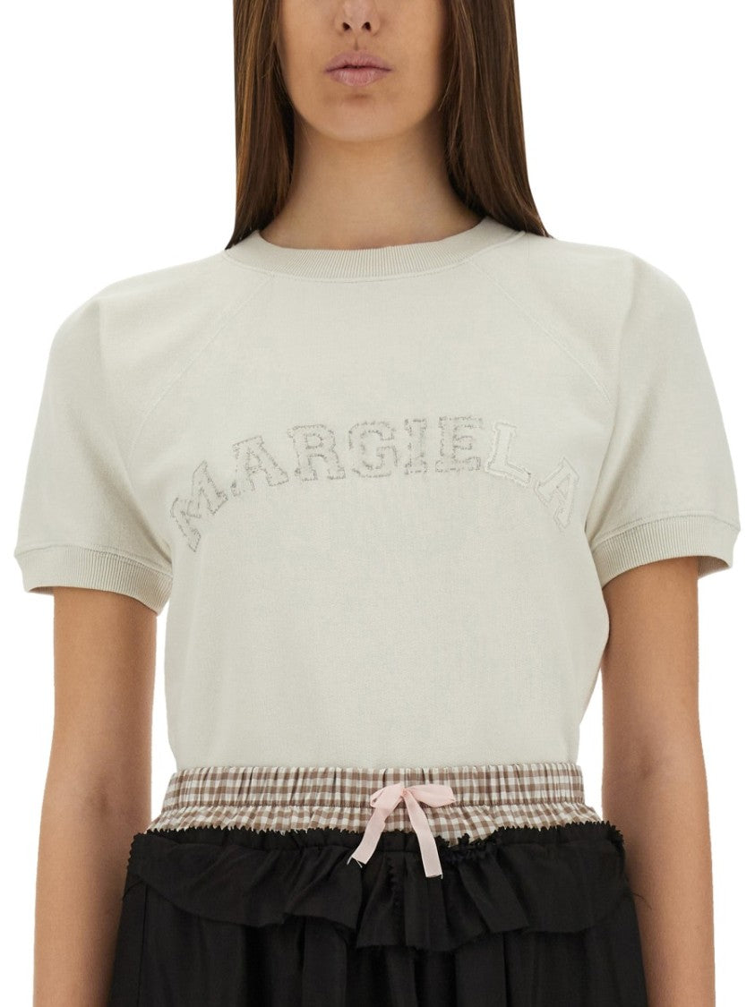 Maison Margiela Short-Sleeved Sweatshirt With Textured Logo