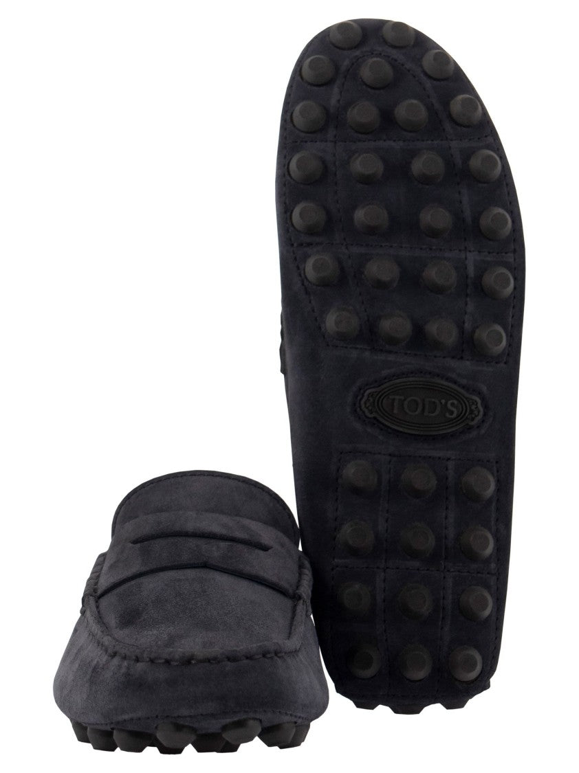 Tod's Gommino Suede Moccasin With Rubber Stud Sole
