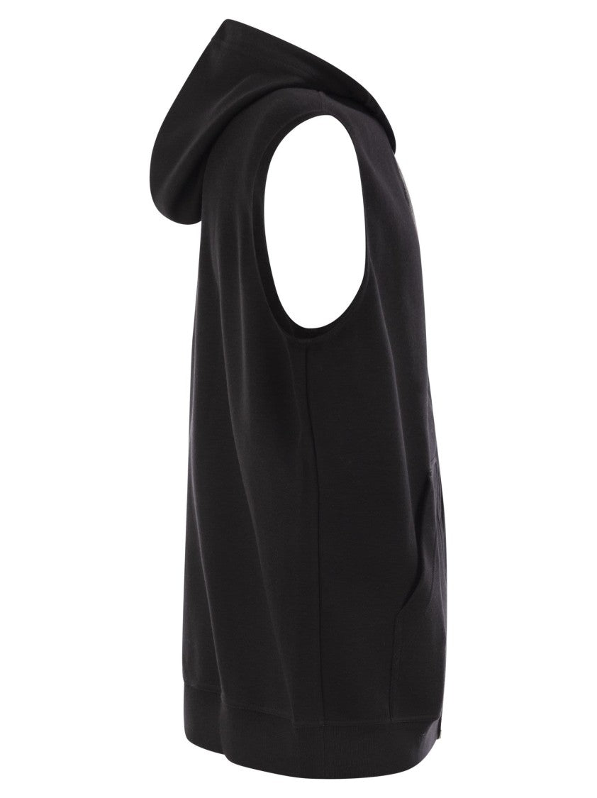 Brunello Cucinelli Sleeveless Hooded Top In Luxurious Fabric Blend