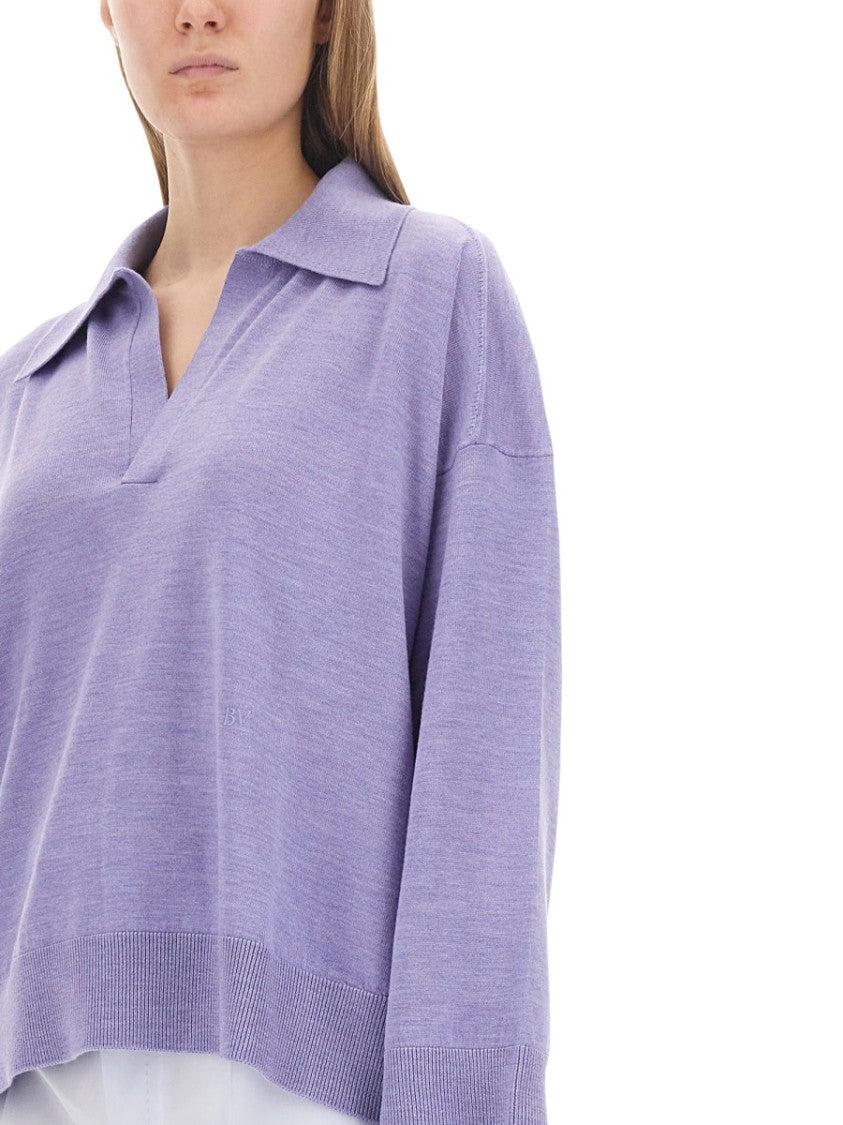 Bottega Veneta Oversized Wool Polo Shirt With Classic Collar