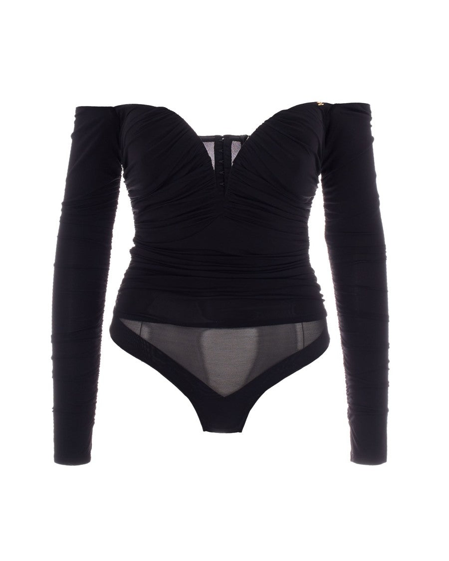 Elisabetta Franchi Black Draped Jersey Crêpe Body