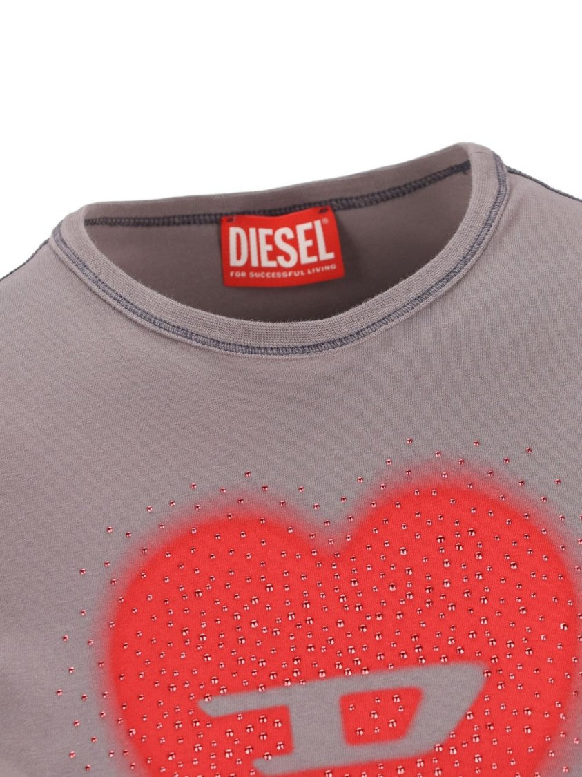 Diesel Fitted Short-Sleeved T-Shirt With Heart Graphic