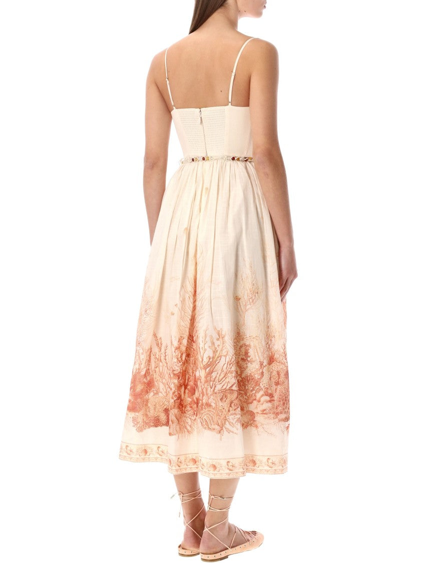 Zimmermann Wanderlust Corset Midi Dress Cream