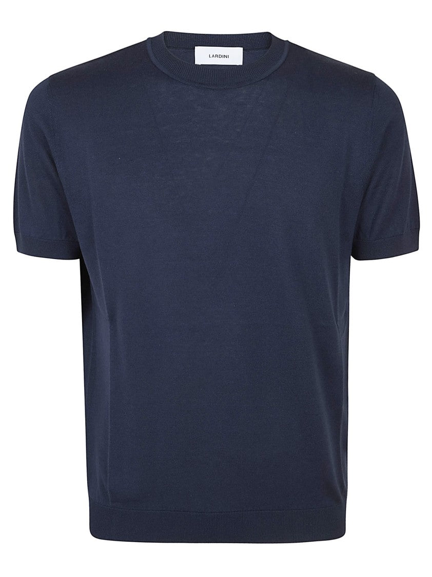 Lardini Silk Knit Sweater With Crew Neck And Ribbed Details