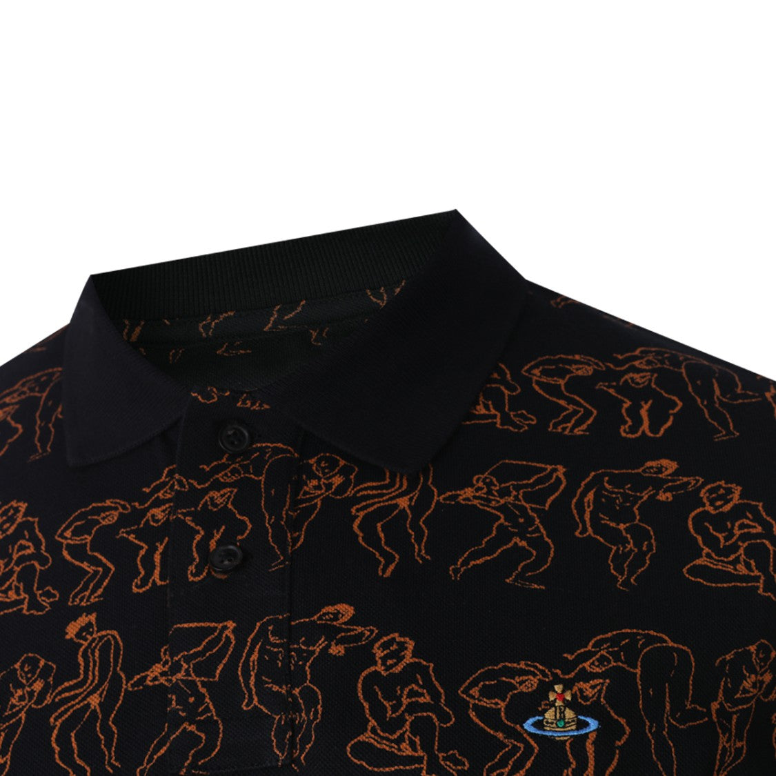 Vivienne Westwood Polo Shirt With Abstract Line Drawings In Warm Orange