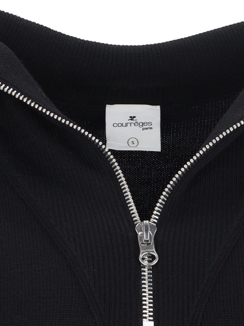 Courrèges Trucker Turtleneck Sweater In Black Wool Blend
