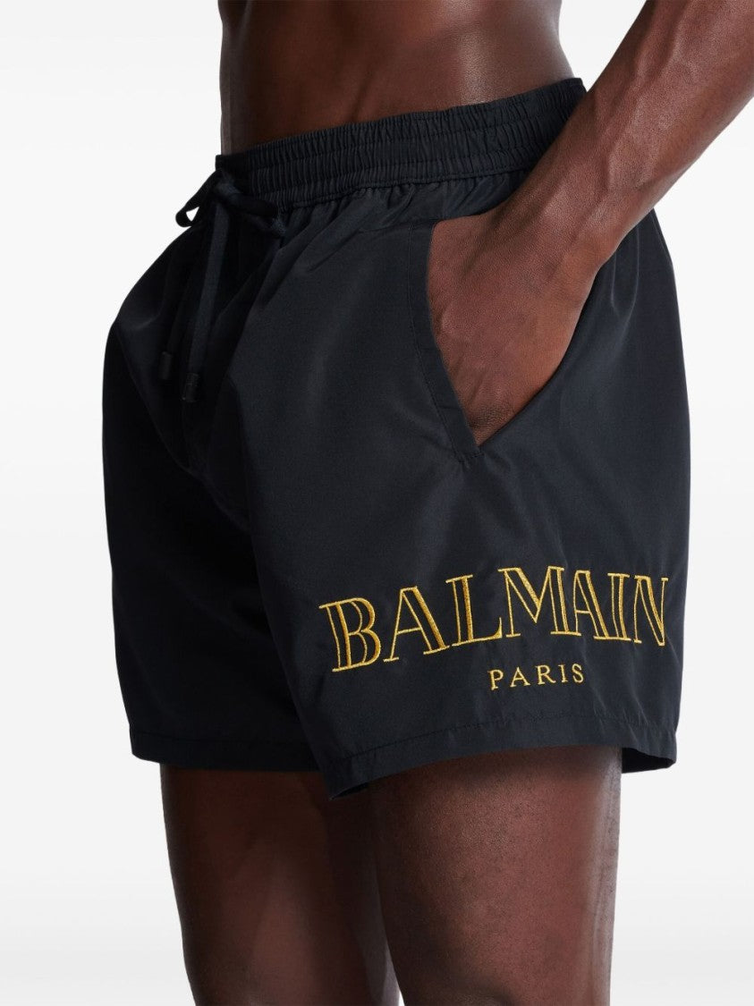 Balmain Vintage Logo Embroidered Swim Shorts