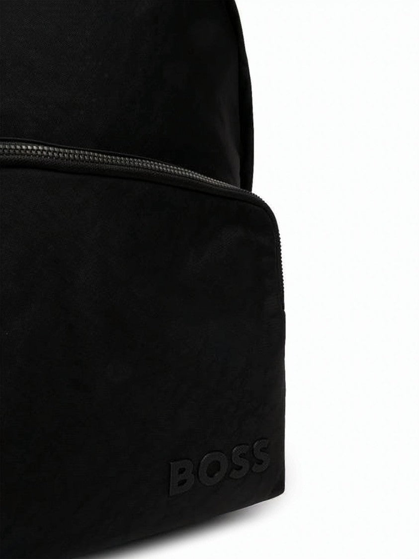 Hugo Boss Black Polyamide Backpack With Embossed Branding