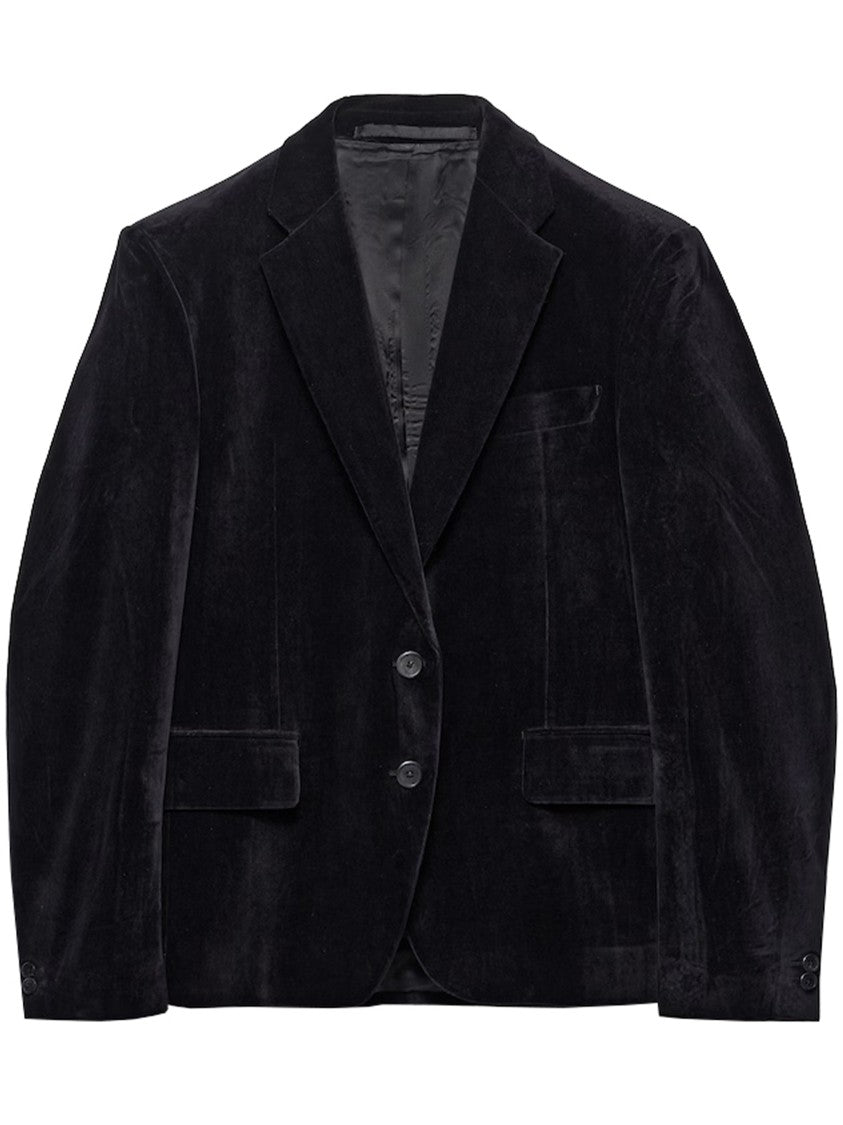 Prada Black Velvet Notched Lapel Blazer
