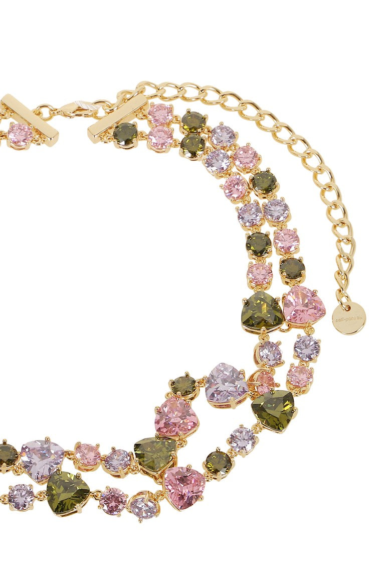 Self-Portrait Multi Crystal Heart-Shaped Necklace