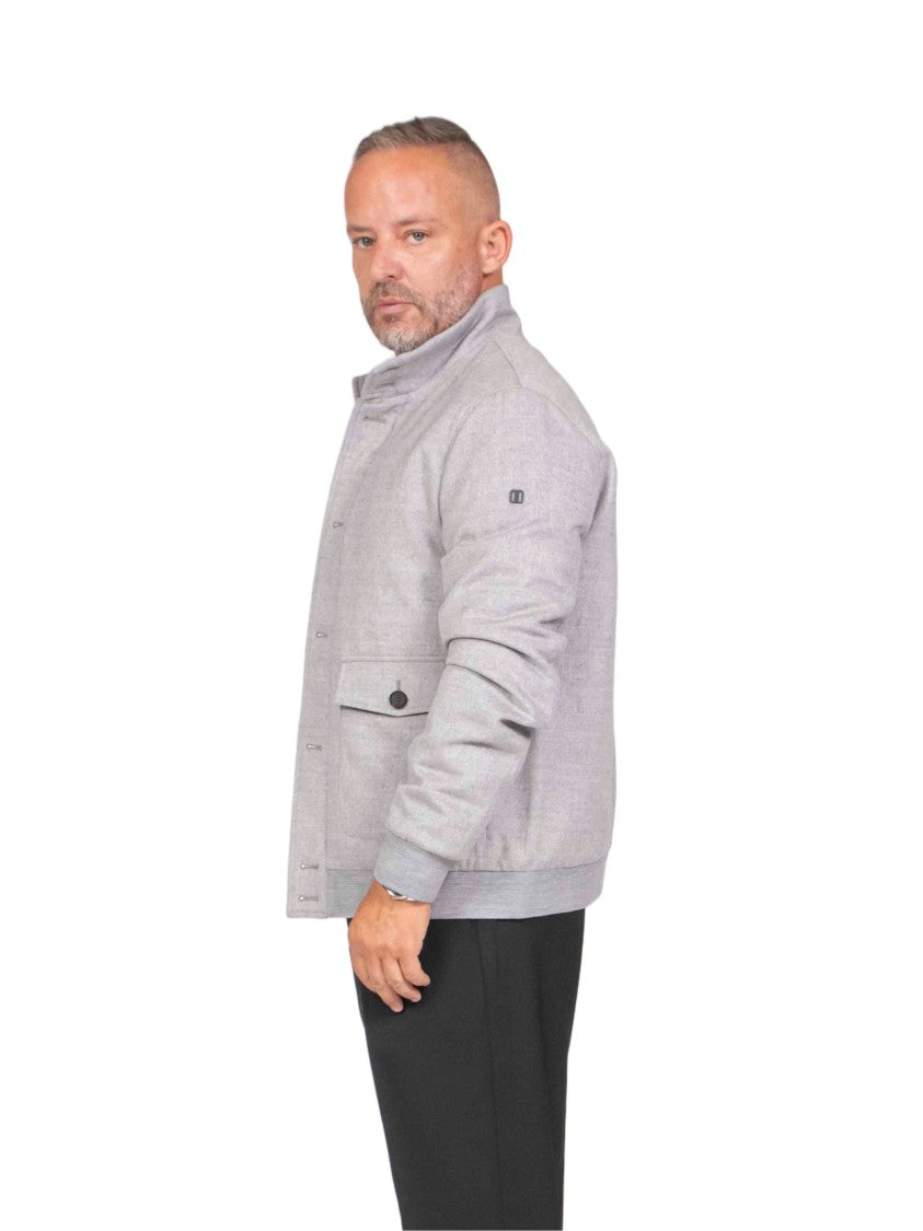 Duno Grey Stand-Up Collar Bomber Jacket