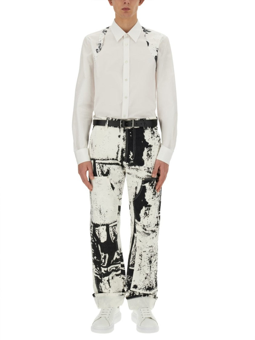 Alexander Mcqueen Workwear Jeans With Fold Print