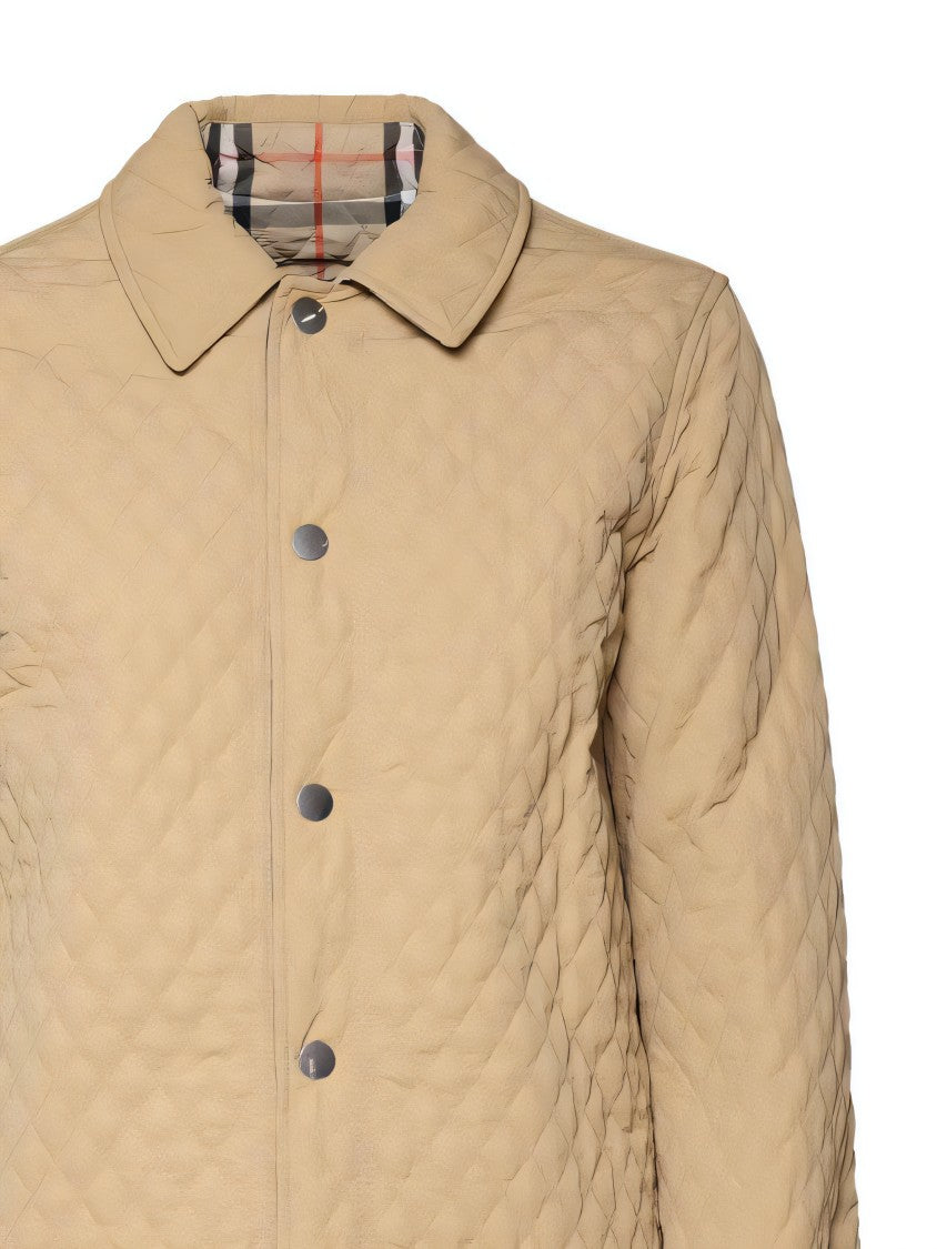 Burberry Classic Button-Up Quilted Jacket With Textured Pattern