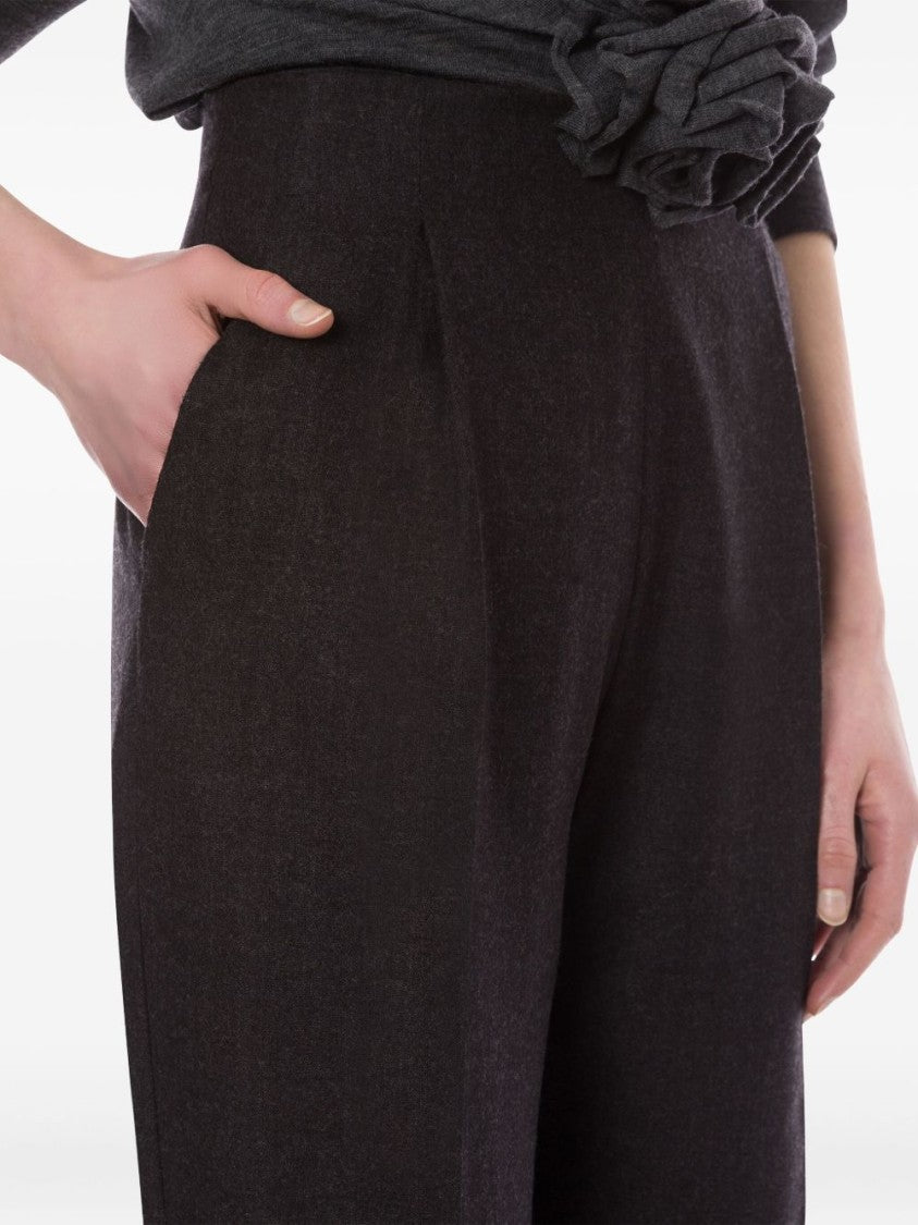 Alberta Ferretti Pleated High-Waisted Trousers In Grey Virgin Wool
