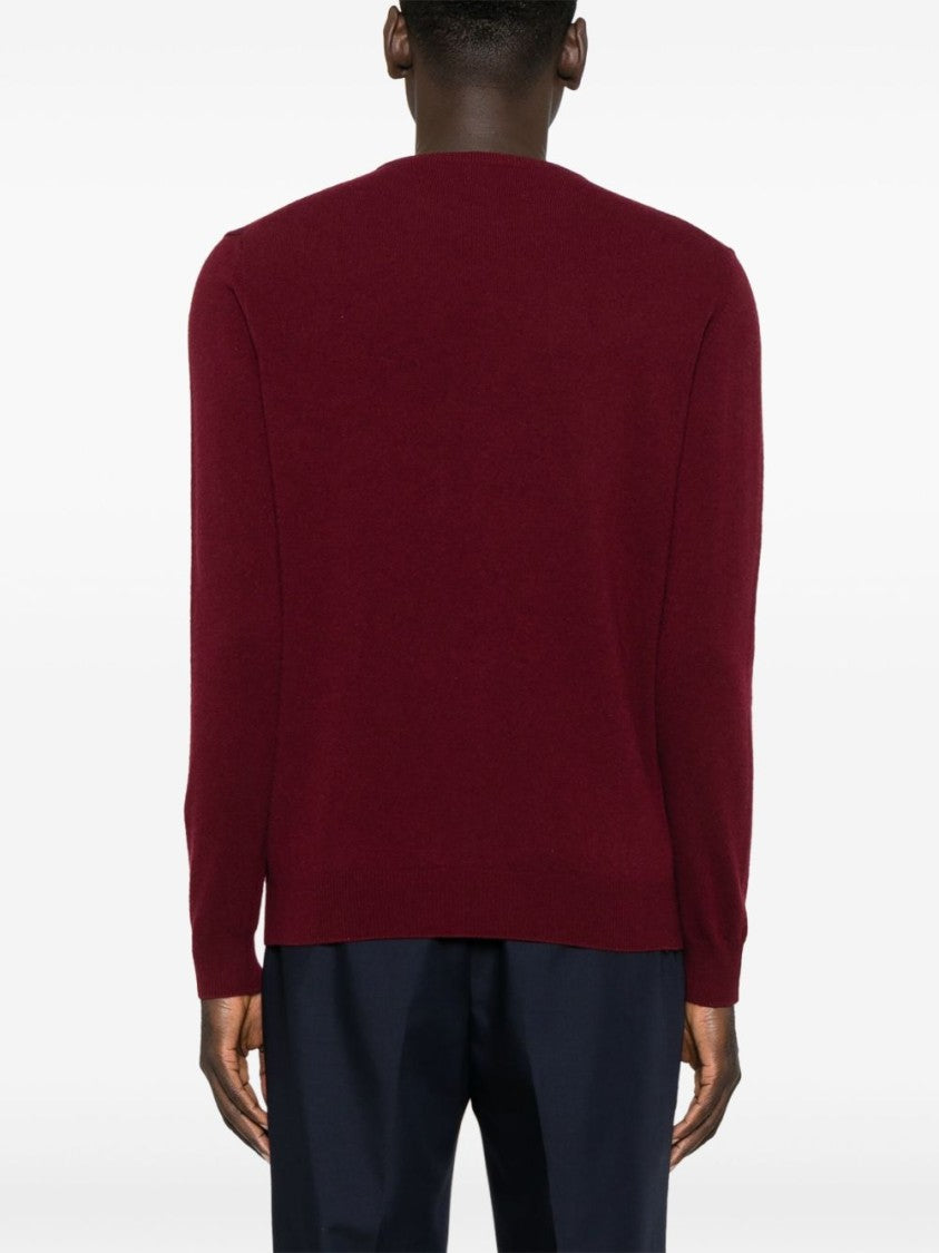 Woolrich Classic Crew Neck Wool Sweater In Deep Burgundy