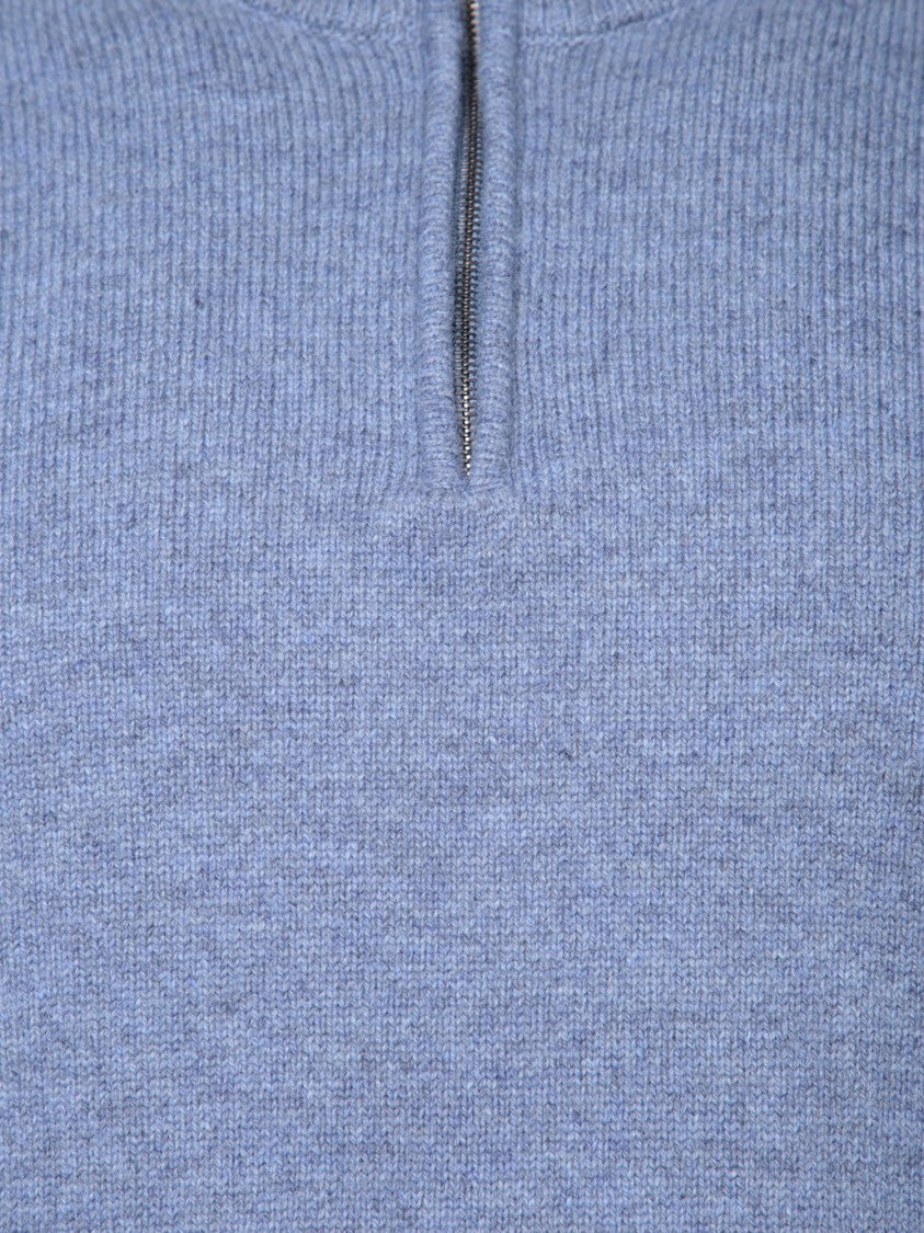 Zanone Blue Mock Neck Knitwear