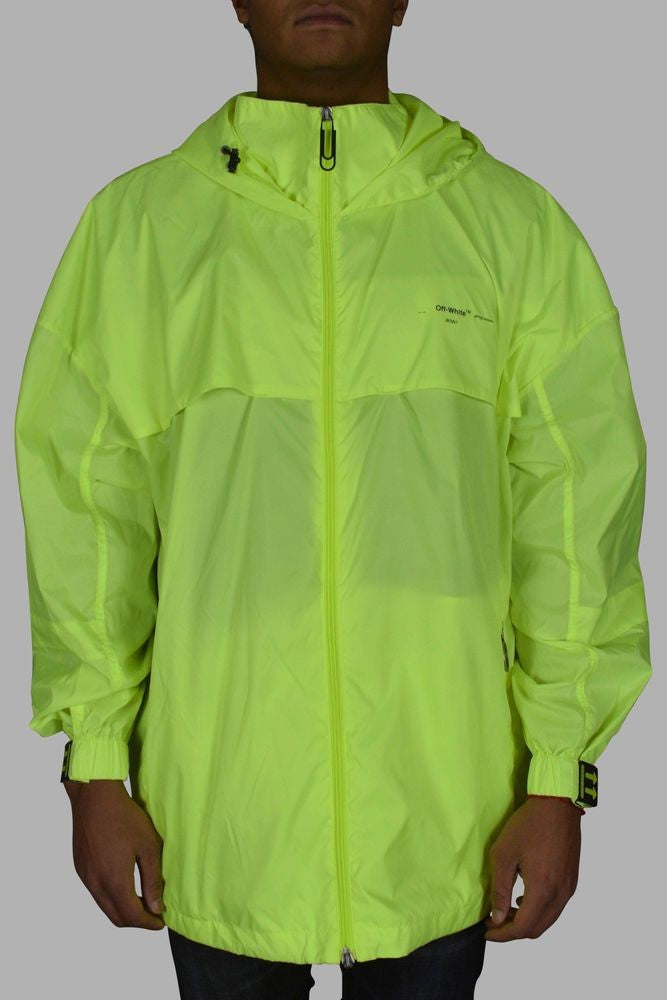 Off-White Fluorescent Yellow Windbreaker With Zippered Pockets