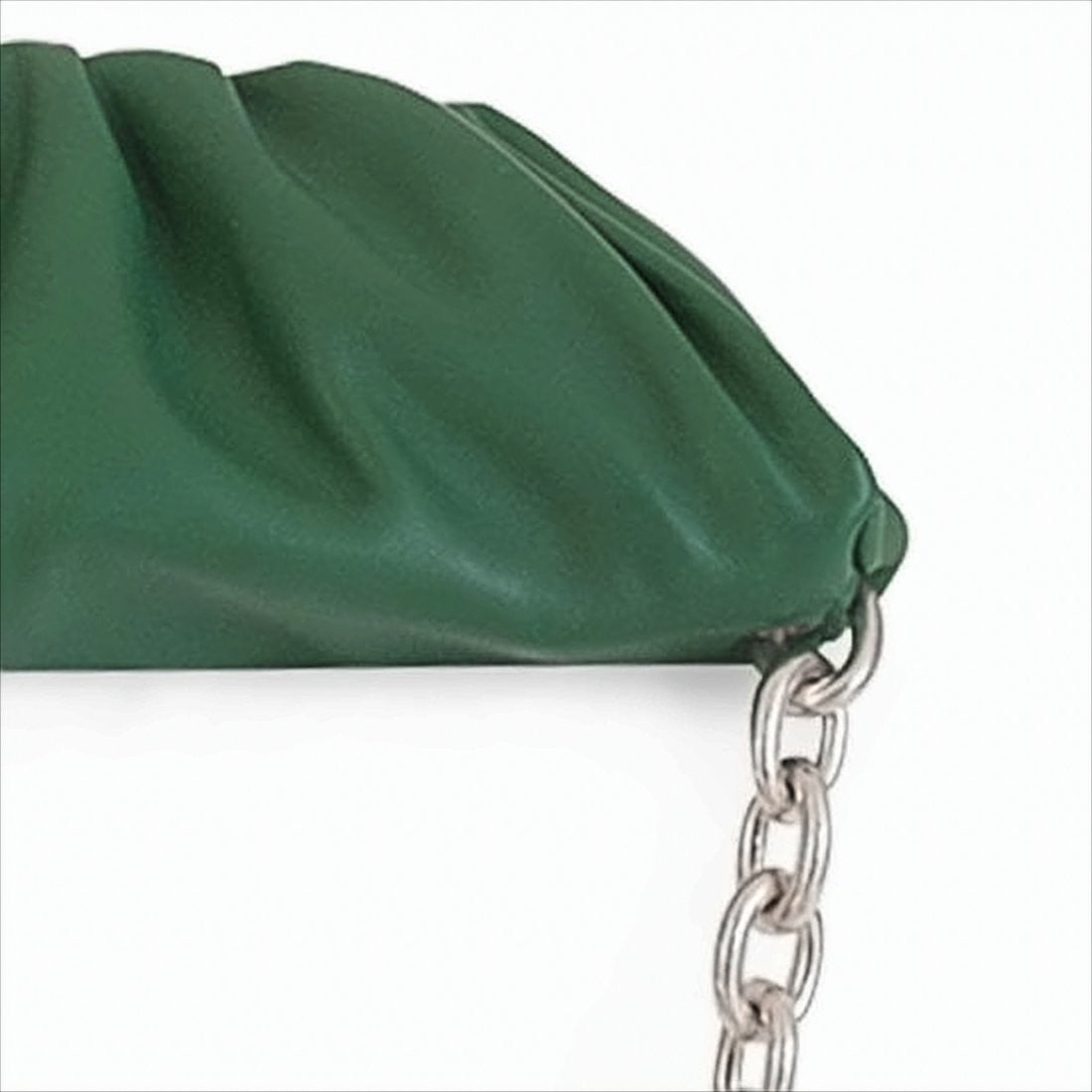Bottega Veneta Crescent-Shaped Ruched Leather Shoulder Bag With Silver Chain Strap