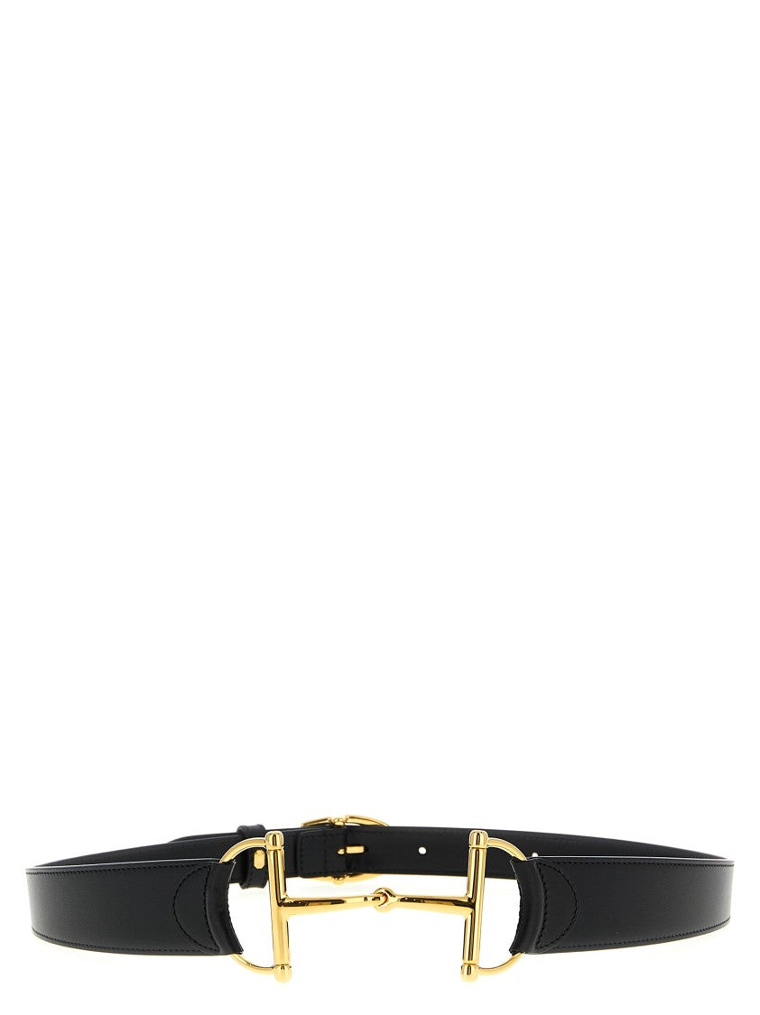 Gucci Horsebit-Inspired Leather Belt With Polished Metal Detail