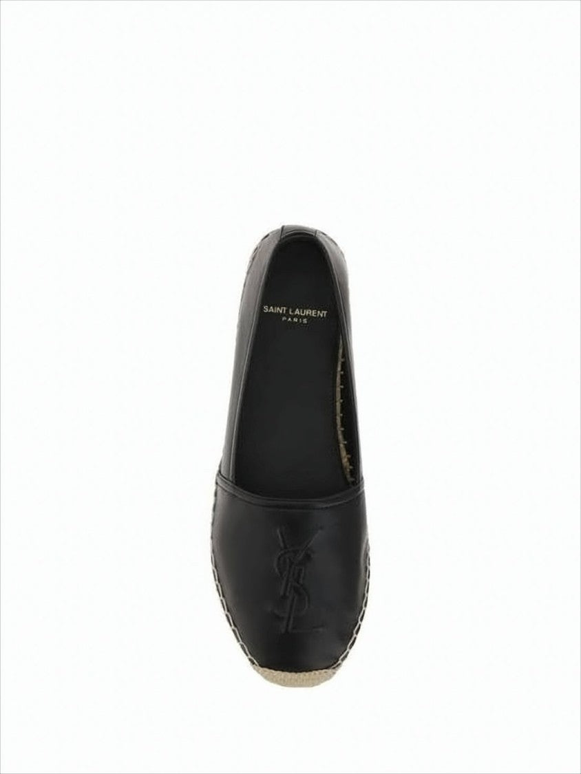 Saint Laurent Smooth Leather Loafers With Woven Espadrille Sole