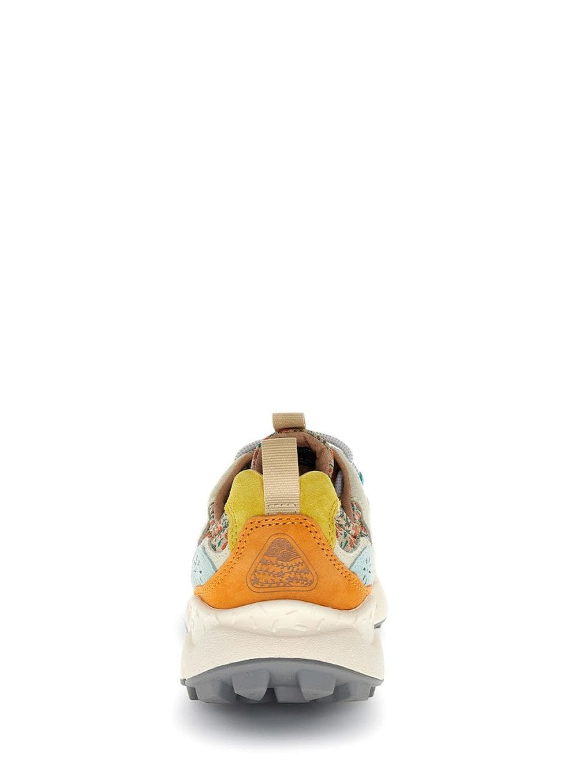 Flower Mountain Multi-Textured Sneakers With Floral Panels And Chunky Sole