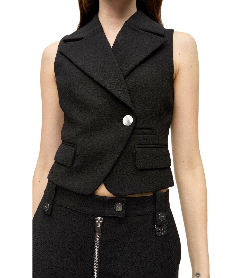 Ganni Crepe Black Vest