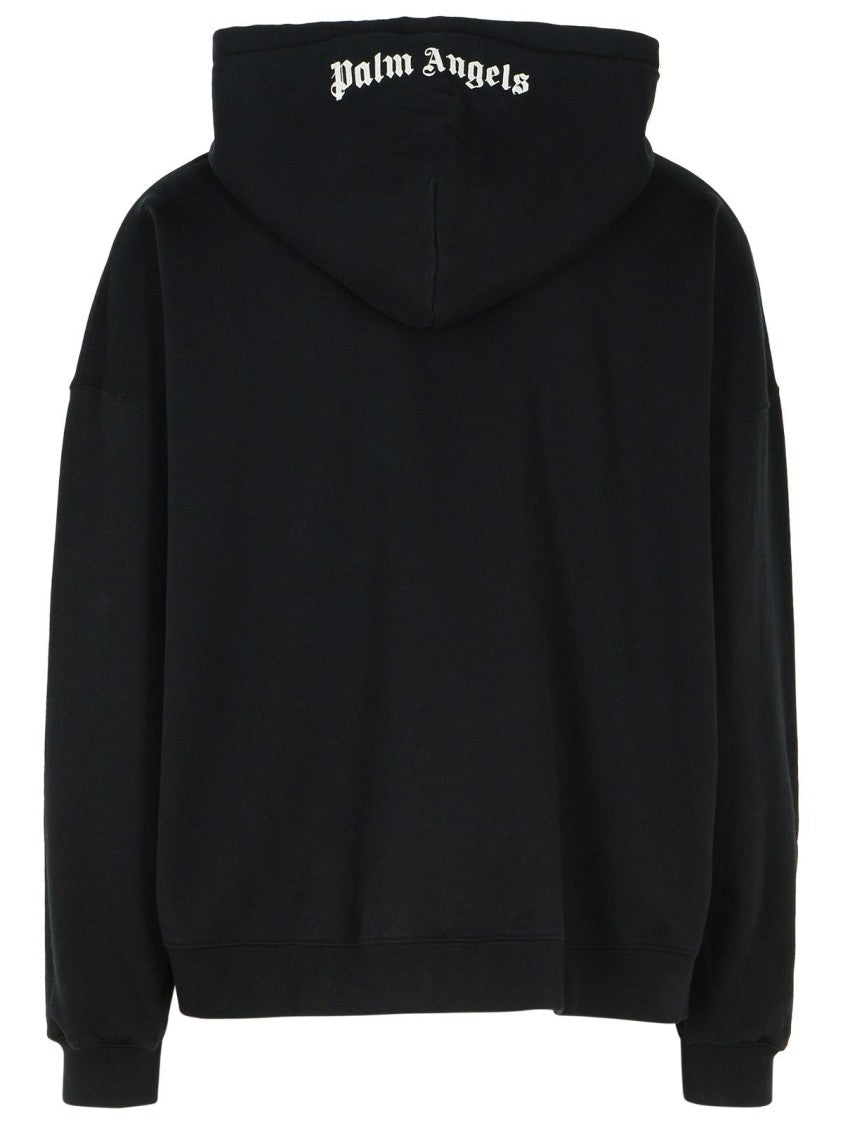 Palm Angels Hooded Black Cotton Sweatshirt