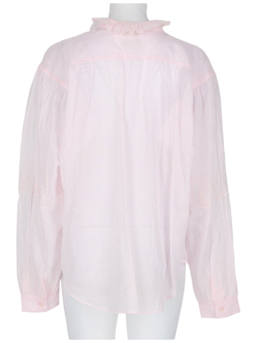 Isabel Marant Étoile Leota Ruffled Lace Trim Cotton Blouse