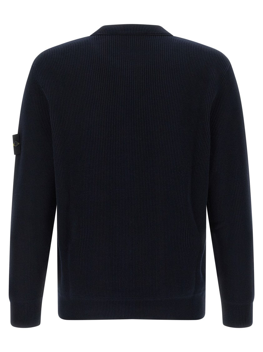 Stone Island Ribbed Cotton Sweater With Logo Badge