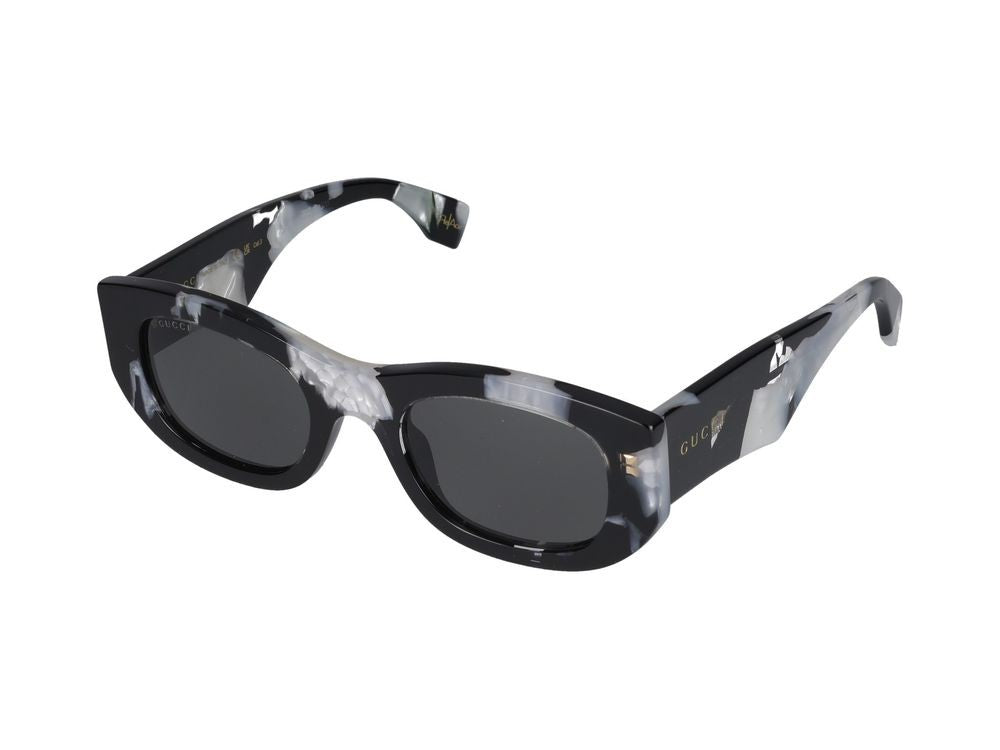 Gucci Black Marbled Acetate Oversized Square Sunglasses