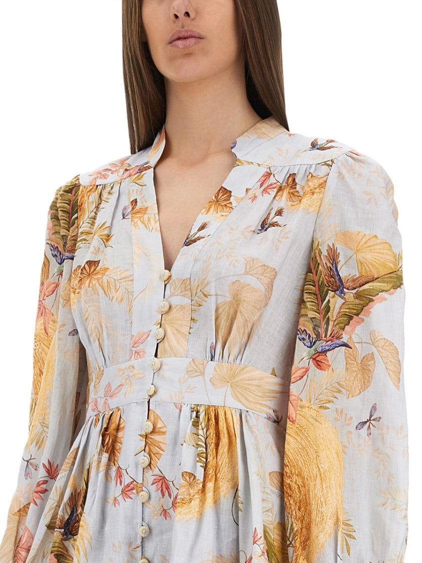 Zimmermann Ascension Floral Puffed Mini Dress