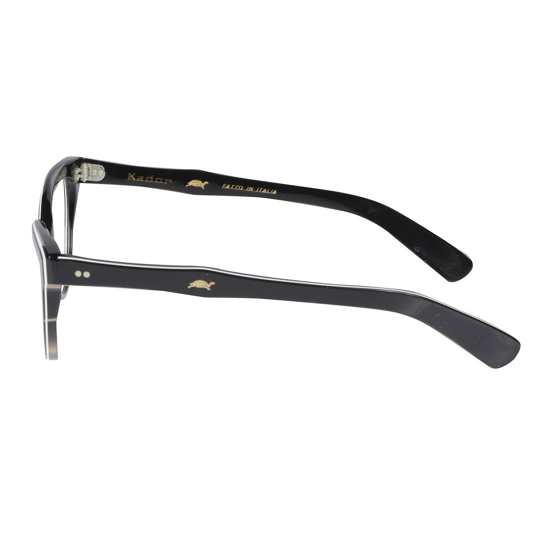 Kador Monya Glossy Black Cat-Eye Eyeglasses With Gold Turtle Emblem
