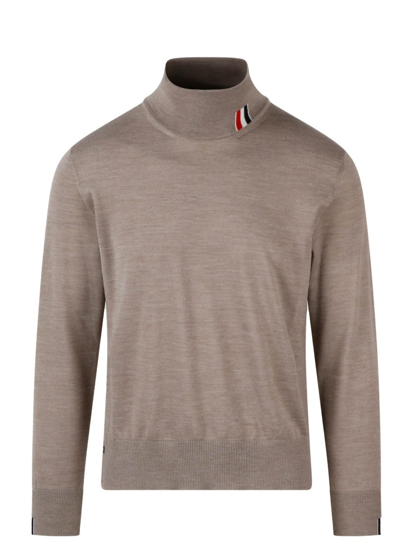 Thom Browne Rwb Stripe Intarsia Turtleneck Pullover