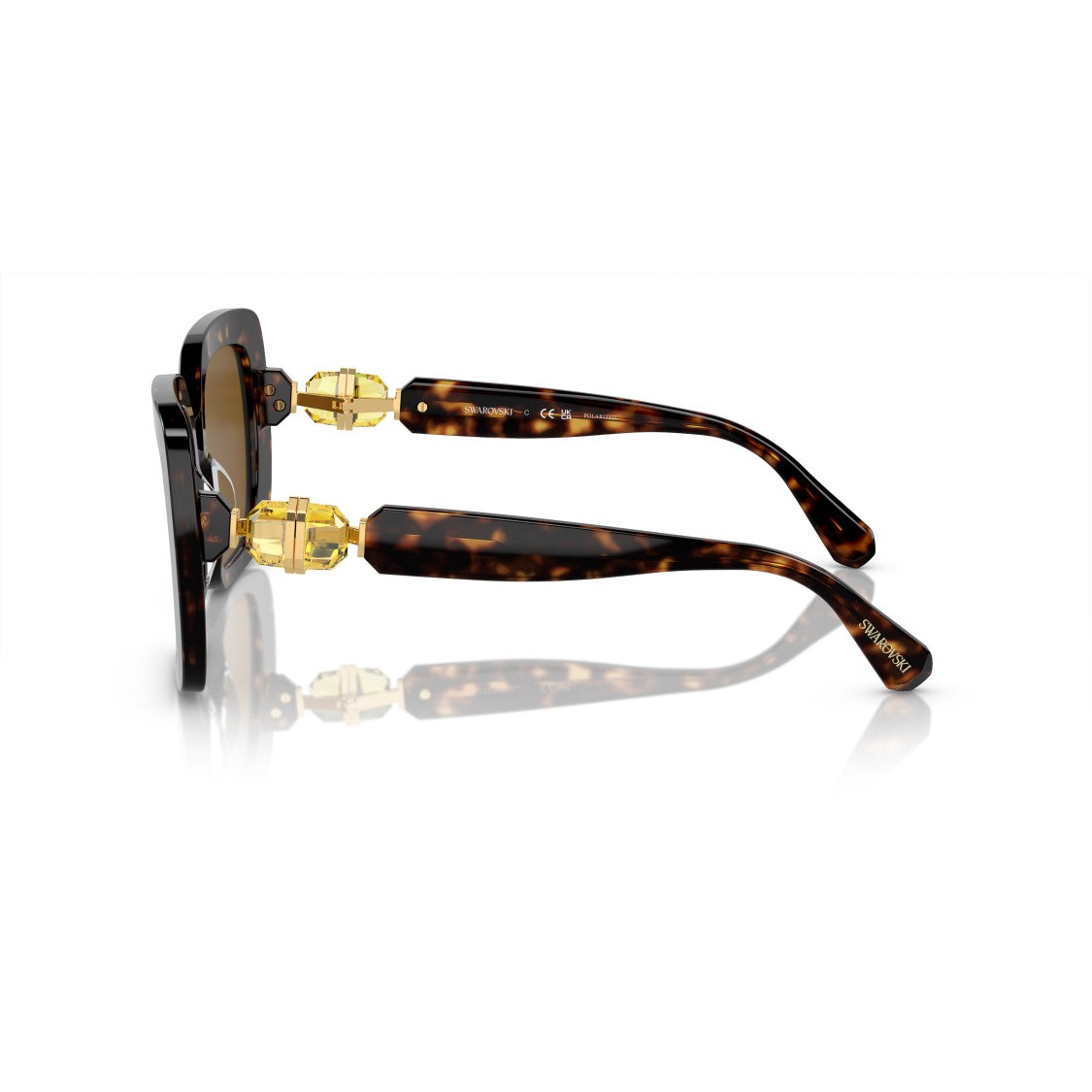 Swarovski 0Sk6001 Oversized Tortoiseshell Square Sunglasses With Golden Accents