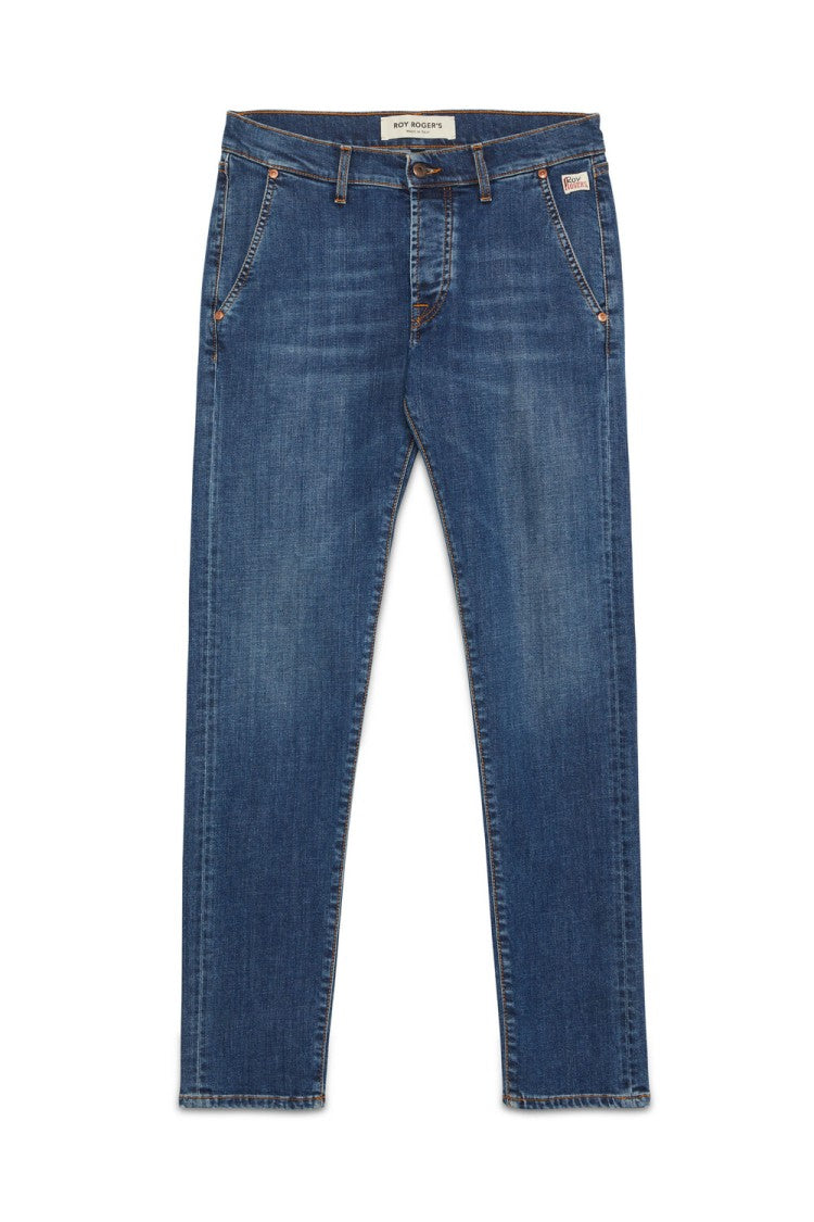 Roy Rogers Slim Fit Light Denim Jeans With Contrasting Stitching